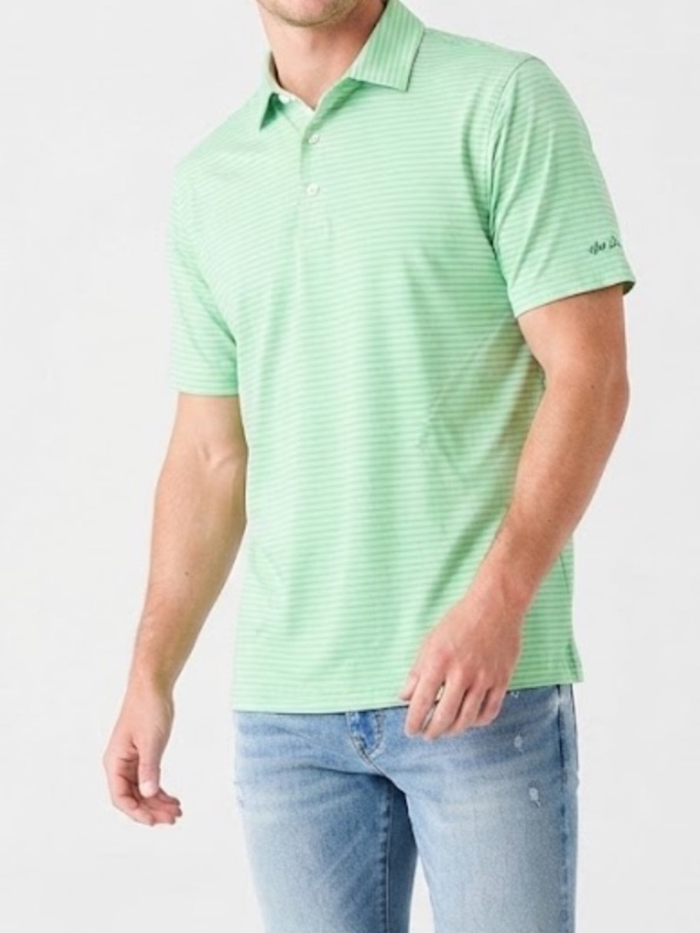 Walter Hagen Light Green Striped Polo Men’s Size Large Short Sleeved